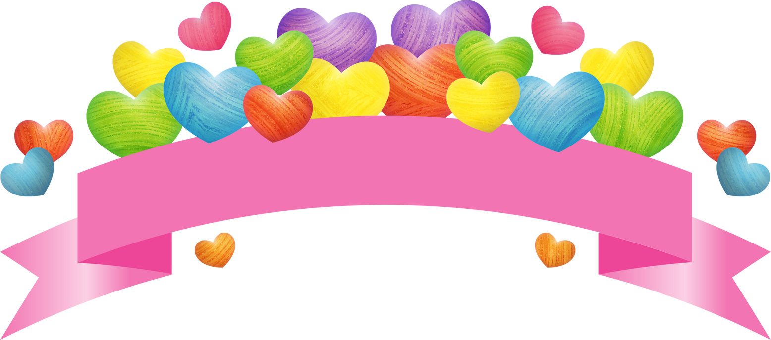 Pink Banner with Colorful Hearts Illustration